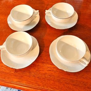 4 Vintage Rosenthal Classic Sanssouci, Platinum Band Germany Tea Cup and Saucer